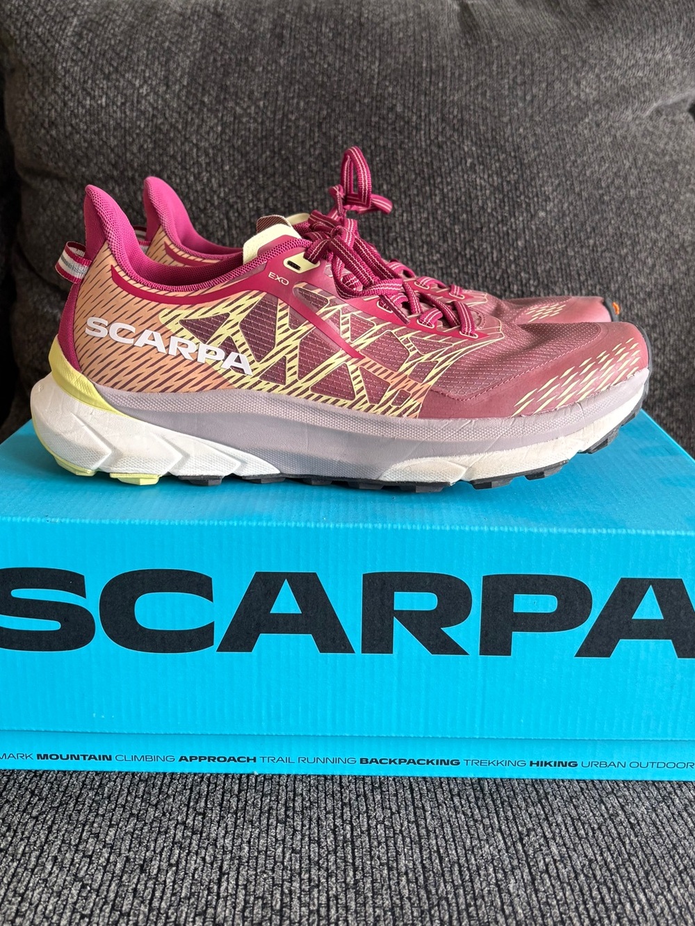 Scarpa Women's Trail Runners in Burgundy and Pink